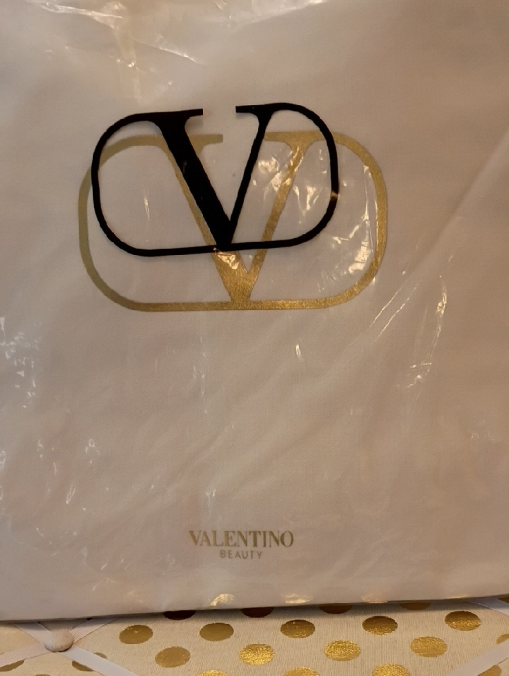 Valentino Beauty XL Canvas Fullylined Tote Bag Ivory And Gold GWP